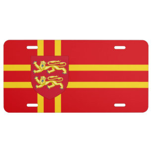 Nordic Cross flag of Normandy (with coat of arms) License Plate