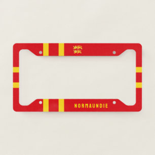 Nordic Cross flag of Normandy (with coat of arms) License Plate Frame