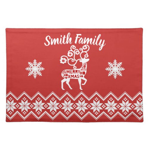 Nordic Deer Christmas Holiday Custom Cloth Placemat