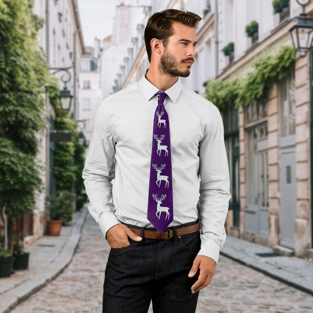 Nordic Deer Pattern Personalize Initial Neck Tie (Creator Uploaded)