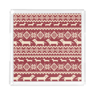 Nordic Dog: Quirky Illustration Pattern. Acrylic Tray