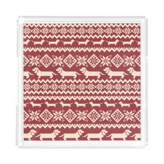 Nordic Dog: Quirky Illustration Pattern. Acrylic Tray (Front)