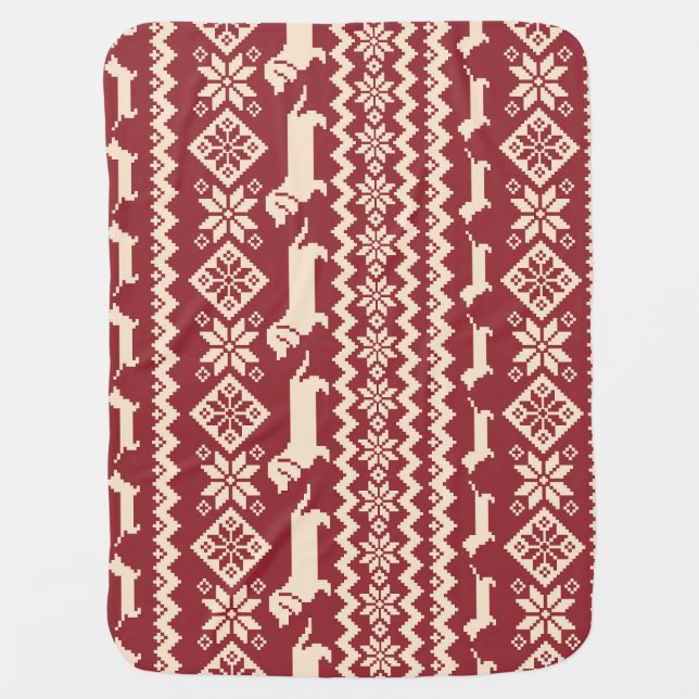 Nordic Dog: Quirky Illustration Pattern. Baby Blanket (Front)
