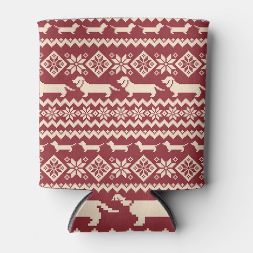 Nordic Dog Quirky Illustration Pattern Can Cooler