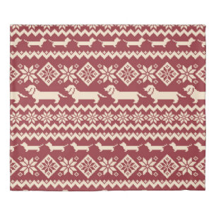 Nordic Dog: Quirky Illustration Pattern. Duvet Cover