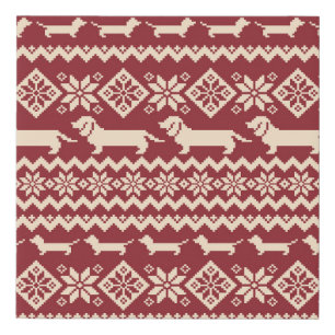 Nordic Dog: Quirky Illustration Pattern. Faux Canvas Print