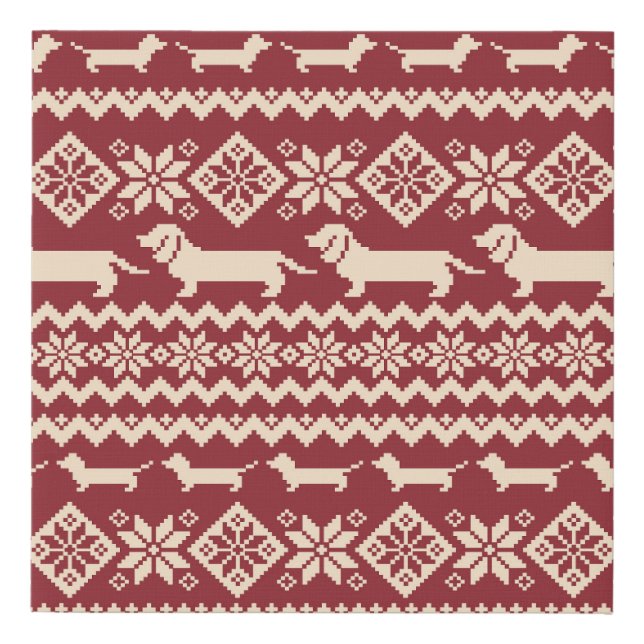 Nordic Dog: Quirky Illustration Pattern. Faux Canvas Print (Front)