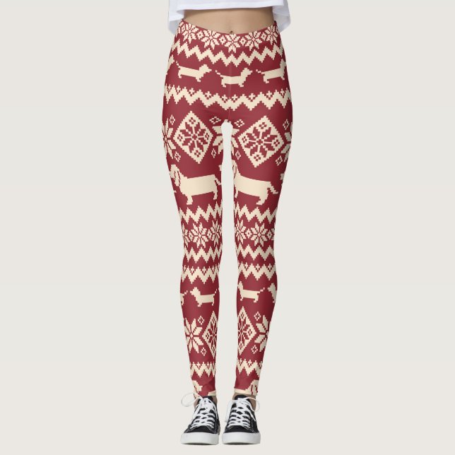 Nordic Dog: Quirky Illustration Pattern. Leggings (Front)