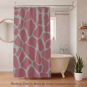 Nordic Dusty Rose Gray Giraffe Animal Print Shower Curtain