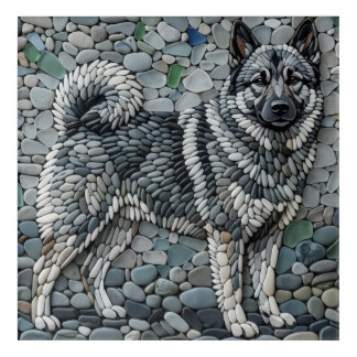 Nordic Elkhound Natural Pebble Stone Mosaic Wall   Acrylic Print