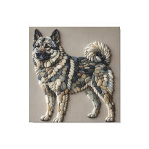 Nordic Elkhound Natural Pebble Stone Mosaic Wall
