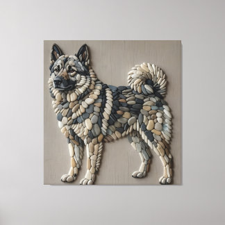 Nordic Elkhound Natural Pebble Stone Mosaic Wall   Canvas Print