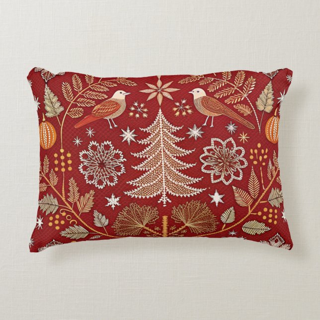 Nordic Embroidered Throw Pillow Cover White Thread (Front)