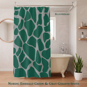 Nordic Emerald Green Giraffe Animal Print Shower Curtain