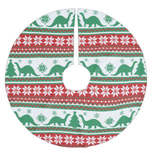 Nordic Fair Isle Brontosaurus Dinosaurs Sweater Brushed Polyester Tree Skirt