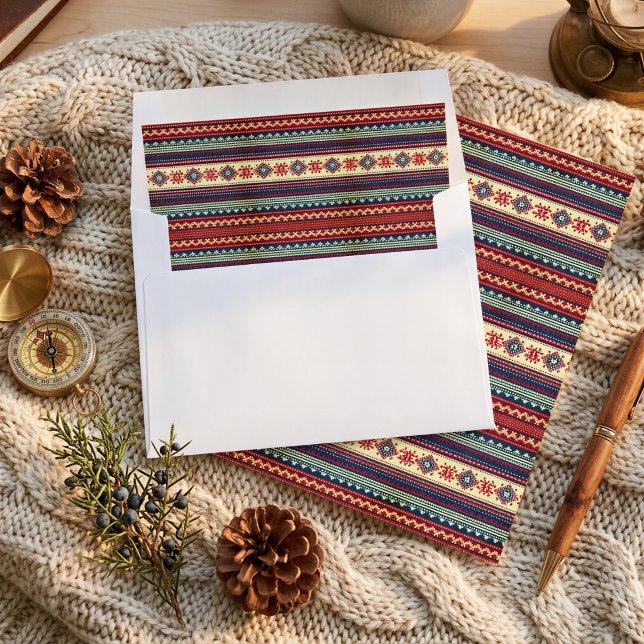 Nordic Fair Isle Christmas Envelope Liner (Creator Uploaded)