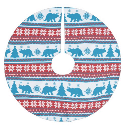 Nordic Fair Isle Triceratops Dinosaurs Sweater Brushed Polyester Tree Skirt