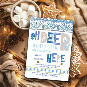 Nordic Fairisle and Deer Typography Holiday Moving Announcement