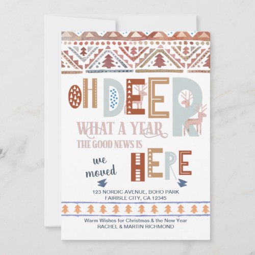 Nordic Fairisle and Fun Typography Holiday Moving Announcement