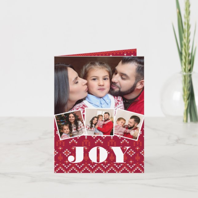 Nordic Fairisle Joy Photo Collage Christmas Holiday Card (Front)