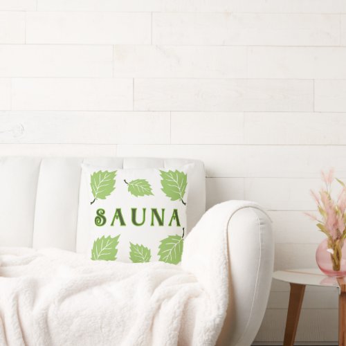 Nordic Finnish Sauna Birch Leaves  Throw Pillow