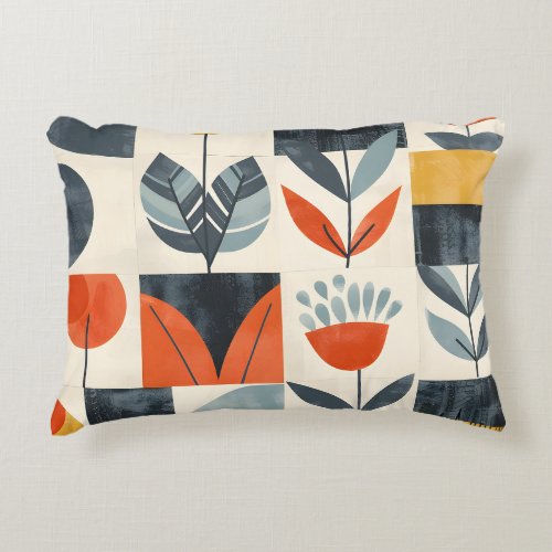 Nordic Flower Pattern Design 3 Accent Pillow