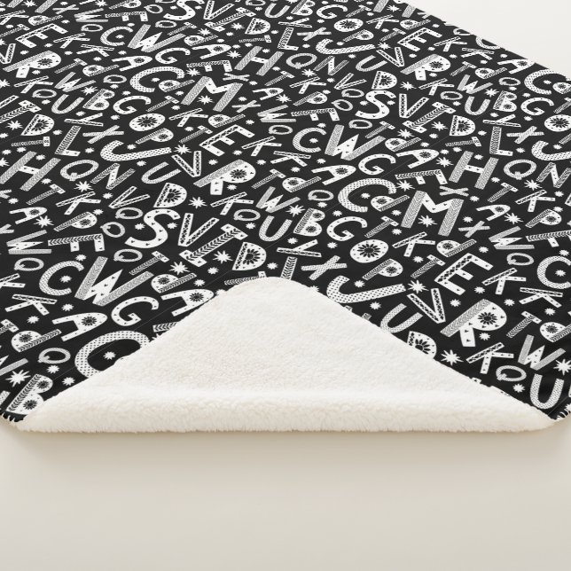 Nordic Folk Art Alpha Jumbles Sherpa Blanket (3/4)