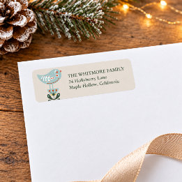 Nordic Folk Art Bird Christmas Label