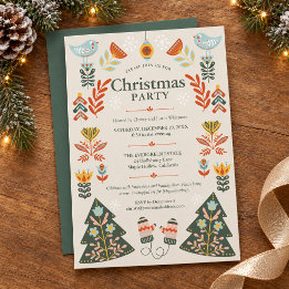 Nordic Folk Art Christmas Party Invitation
