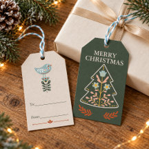 Nordic Folk Art Christmas Tree Forest Green