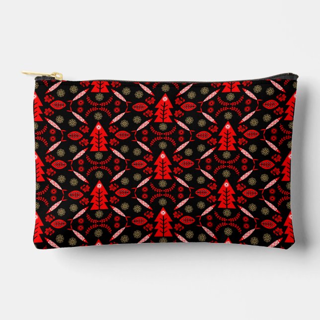 Nordic Folk Art Fish Accessory Pouch (Front)
