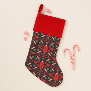 Nordic Folk Art Fish Christmas Stocking