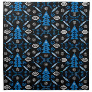 Nordic Folk Art Fish Cloth Napkin