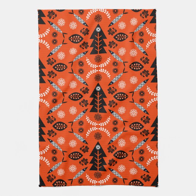 Nordic Folk Art Fish Kitchen Towel (Vertical)
