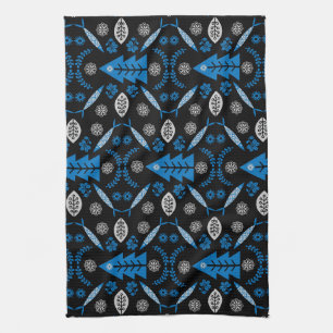 Nordic Folk Art Fish Kitchen Towel