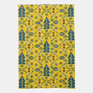 Nordic Folk Art Fish Kitchen Towel