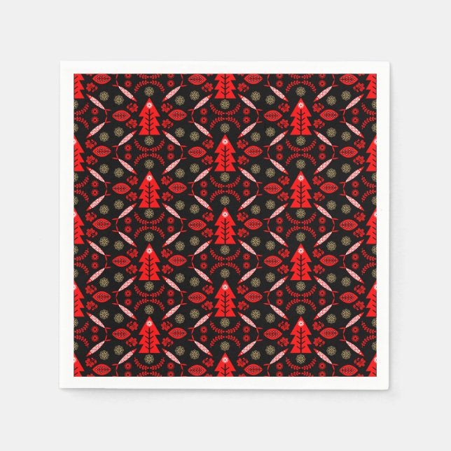 Nordic Folk Art Fish Napkins (Front)