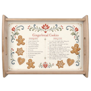 Nordic Folk Art Gingerbread Cookie Recipe Serving Tray