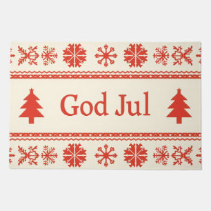 Nordic   folk art motifs  -  God Jul Doormat