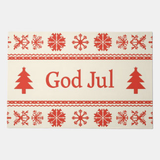 Nordic   folk art motifs  -  God Jul Doormat
