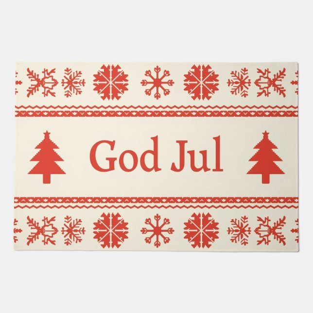Nordic   folk art motifs  -  God Jul Doormat (Front)