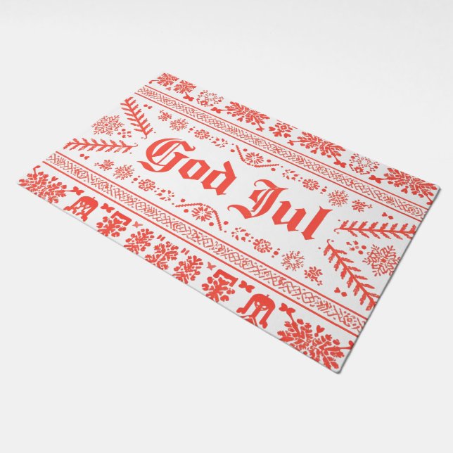 Nordic   folk art motifs  -  God Jul o2  Doormat (Angled)