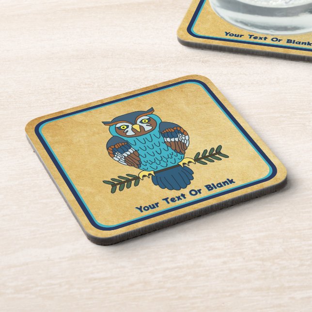 Nordic Folk Art Owl Beverage Coaster (Left Side)