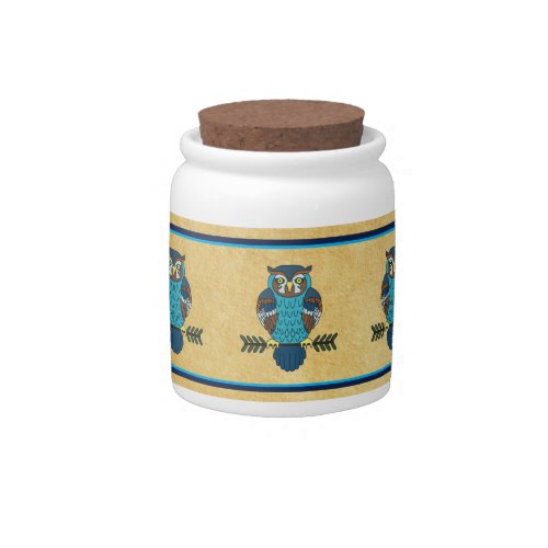 Nordic Folk Art Owl Candy Jar