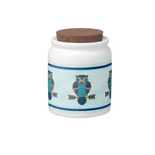 Nordic Folk Art Owl Candy Jar