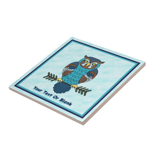 Nordic Folk Art Owl Ceramic Tile (Side)