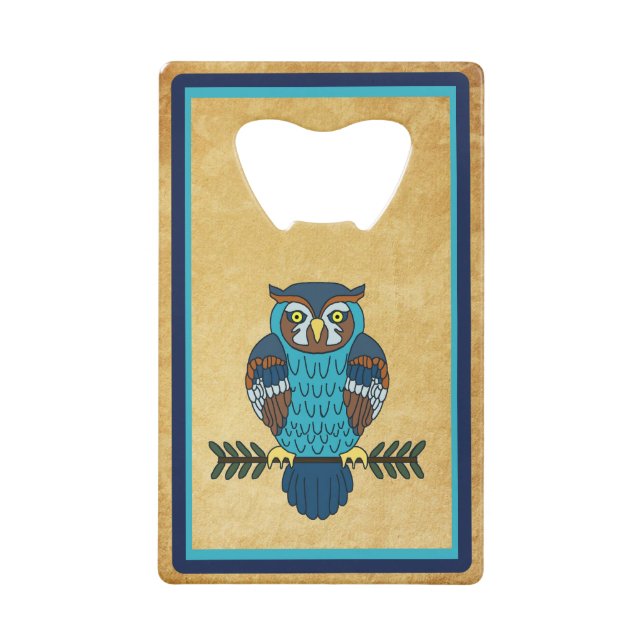 Nordic Folk Art Owl Credit Card Bottle Opener (Front)