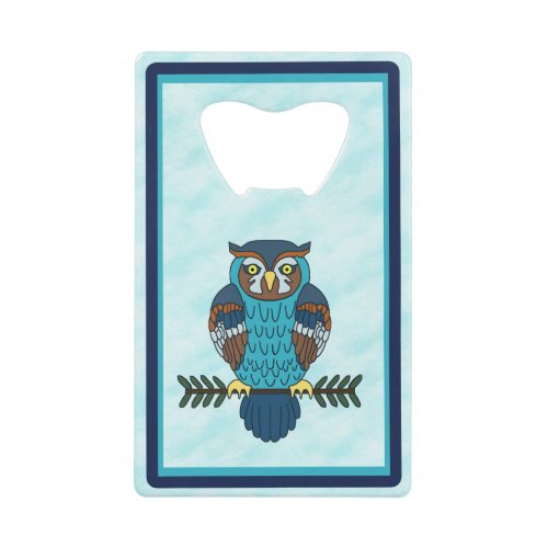 Nordic Folk Art Owl Credit Card Bottle Opener