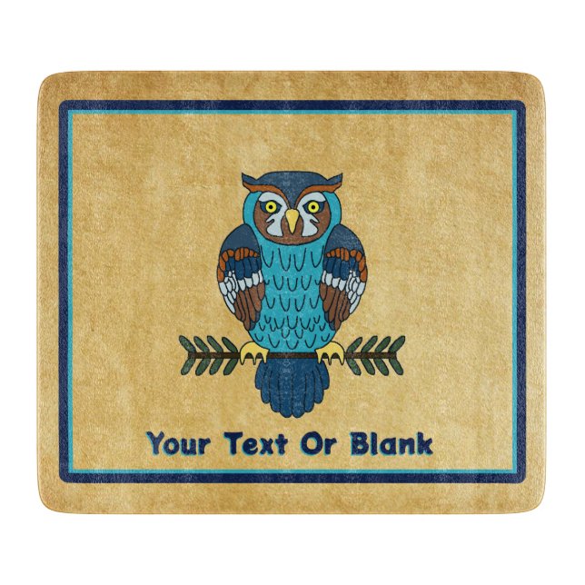 Nordic Folk Art Owl Cutting Board (Front)