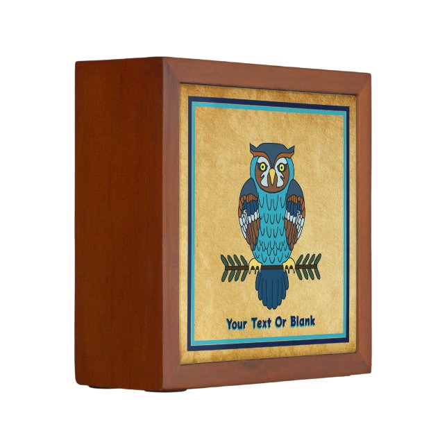 Nordic Folk Art Owl Desk Organizer (Left)